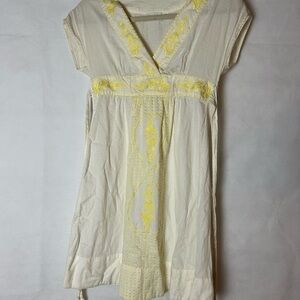 Kimchi Blue Yellow Mini Dress with Flutter Sleeves and V-Neck